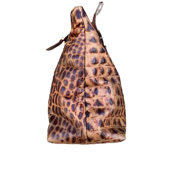 Due Fratelli 2 Strap Brown Leather Tote Shoulder Bag Crocodile Embossed mob wife - Picture 6 of 16